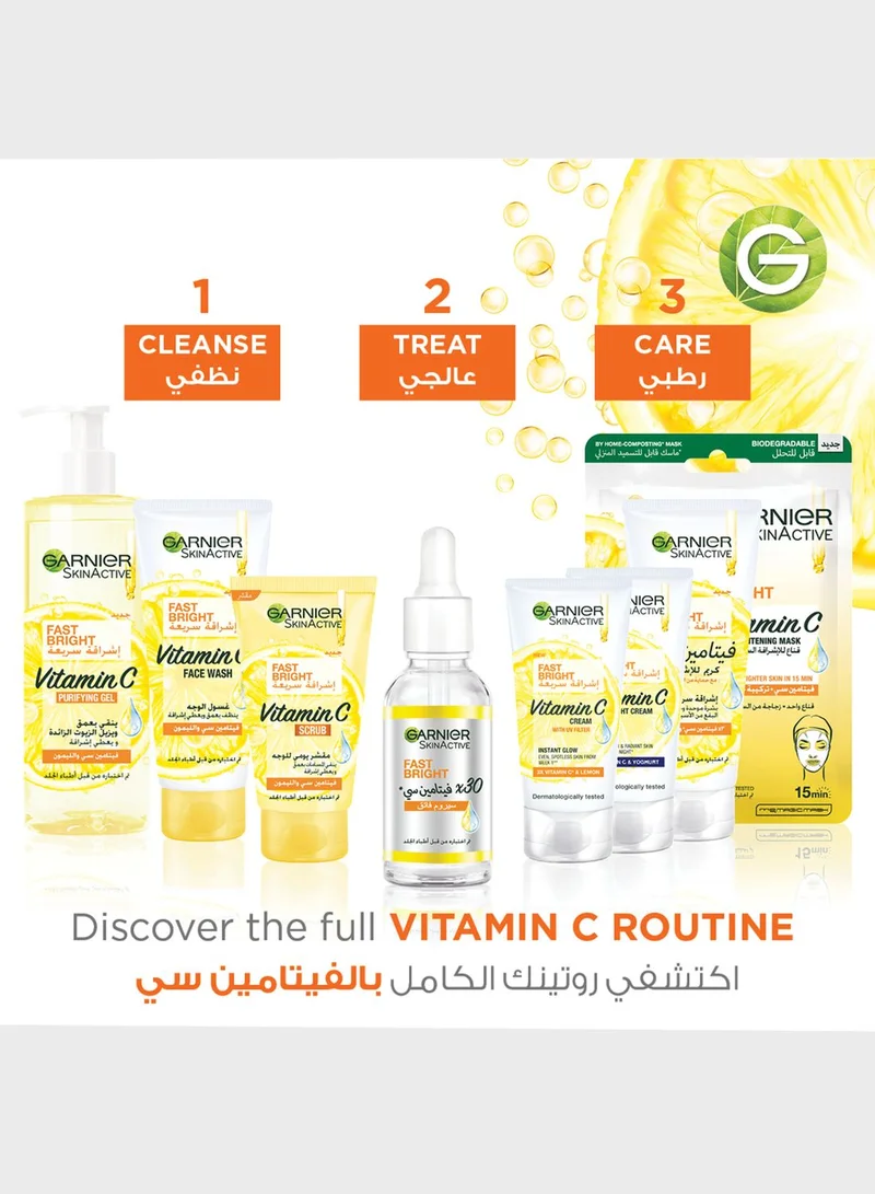 garnier SkinActive Fast Bright 30x Vitamin C Booster Serum, Anti Dark Spot - Twin Pack, 30ml x2, Savings 32%