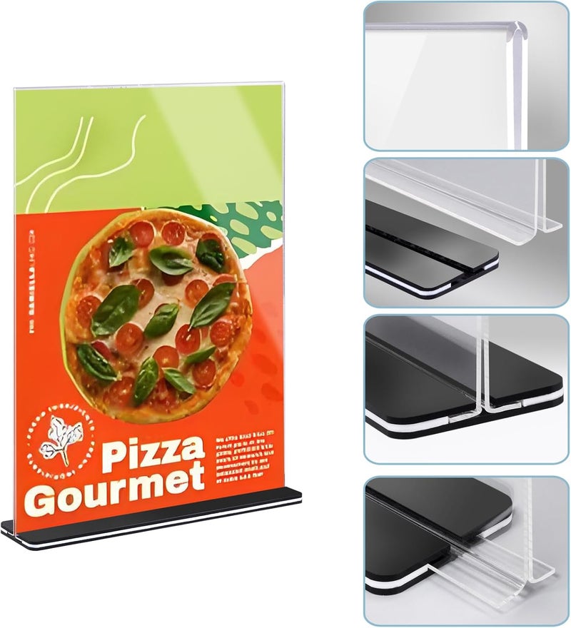 TPGP Gipizi A4 Acrylic Table Stand - T Shape Double-Sided Sign Holder with Black Base - Image 2