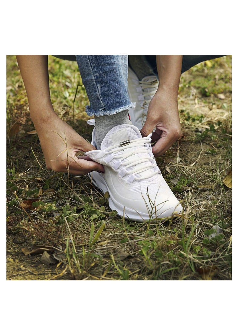 Loquat 2 Pairs Elastic No Tie Shoe Laces For Adults Kids Elderly Elastic Shoe Laces White - Image 2