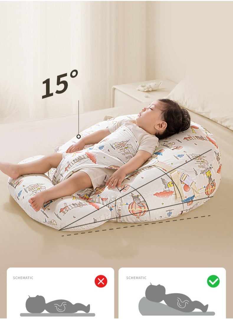 MIXDE Baby Nursery Pillow, Removeable Breastfeeding Pillows, Toddler Bedding, Babies Nest for Sleeping, Anti vomit Milk Headrest for Newborn and Infant, 15 Degree Incline, for Better Night's Sleep  - Image 2