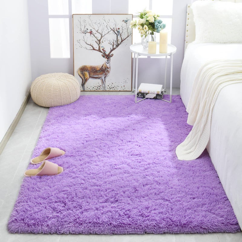 Merelax Soft Modern Indoor Shaggy Area Rug for Bedroom Livingroom Dorm Kids Room Home Decorative NonSlip Plush Fluffy Furry Fur Rugs Comfy Nursery Accent Floor Carpet 3x5 Feet Purple