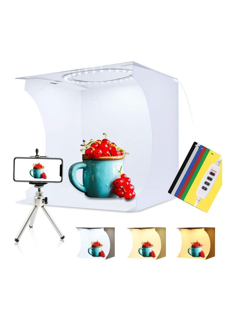 PULUZ 11.8 Inch/30cm Portable Photo Lighting Studio Light Box Shooting Tent Box Kit 30cm Ring Light with 6 Colors Backdrops (Black, White, Yellow, Red, Green, Blue)  - Image 1