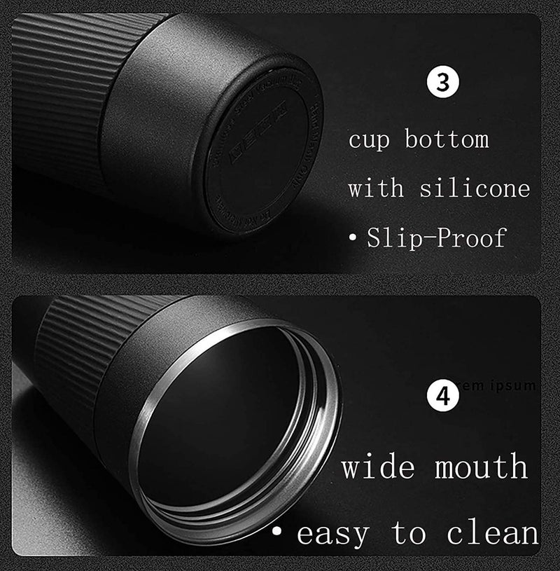 Wosta Insulated Travel Coffee Mug 2.0 | Double Wall Vacuum Stainless Steel Fat-Bottomed Coffee Cup Tumbler With Spill Proof Flip Lid For Hot And Ice Beverages (Black Color, 510 Ml), 510 Milliliter - Image 4