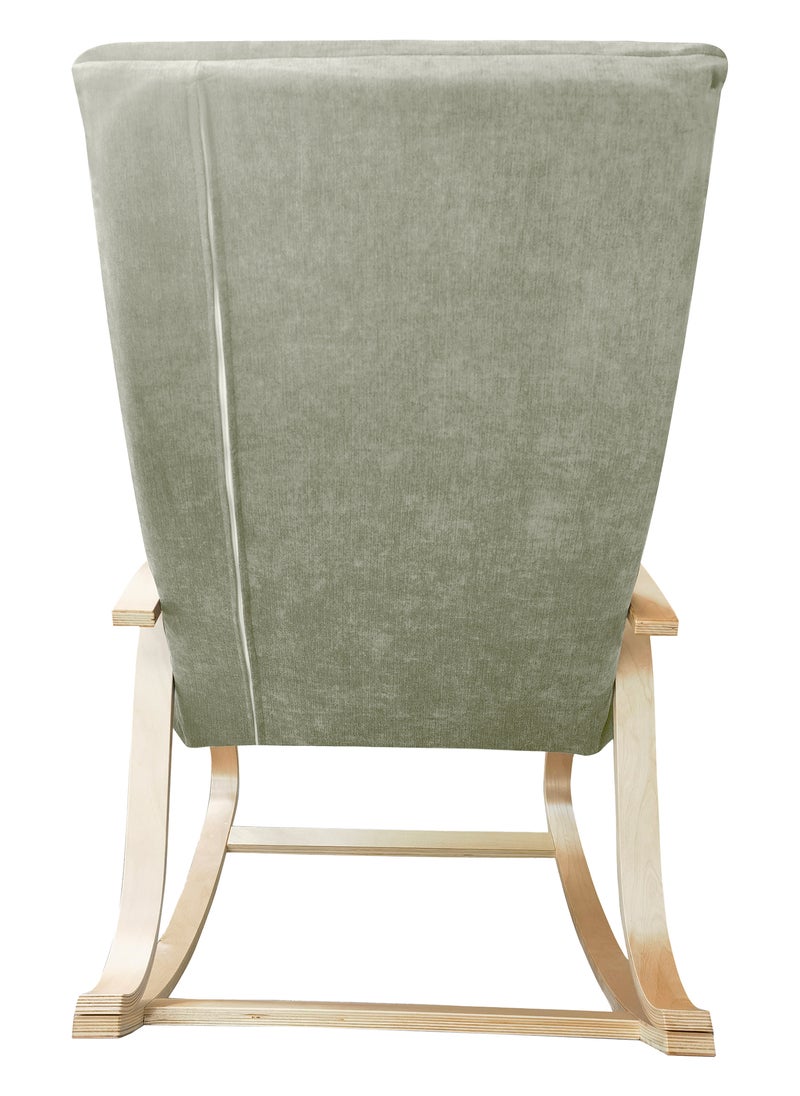 Moon Home and more.. - Modern Bentwood Rocking Chair Chenille Fabric Upholstered Relax Rocker Lounge Chair Beige - Image 1