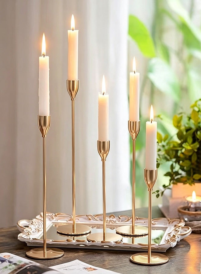 Set of 3 Candle Holders, Metal Taper Candle Holders Set, Decorative Candlestick Holder, Brass Gold Modern Candle Holder Stand, Candlestick Ornaments for Home Decor, Table Centerpieces, Wedding, Ramadan, Party, Festival Celebrations - Image 3