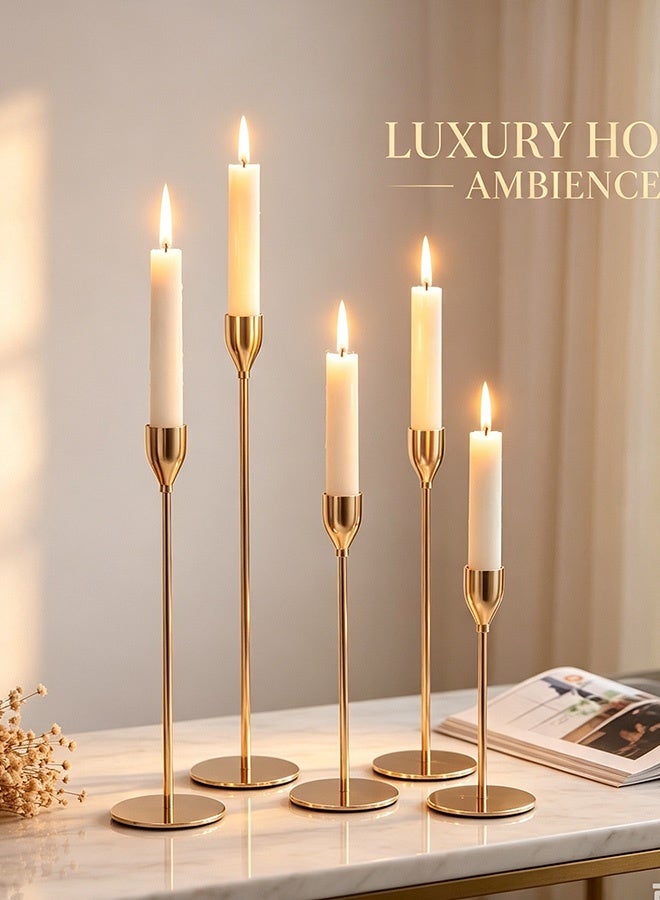 Set of 3 Candle Holders, Metal Taper Candle Holders Set, Decorative Candlestick Holder, Brass Gold Modern Candle Holder Stand, Candlestick Ornaments for Home Decor, Table Centerpieces, Wedding, Ramadan, Party, Festival Celebrations - Image 4