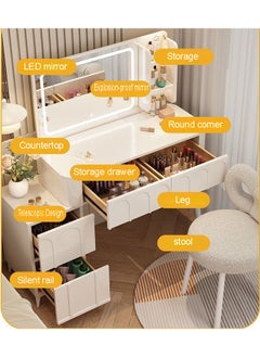 NKX Multifunctional Makeup Vanity Dressing Table with Drawers and Chair 100 CM  - Image 5