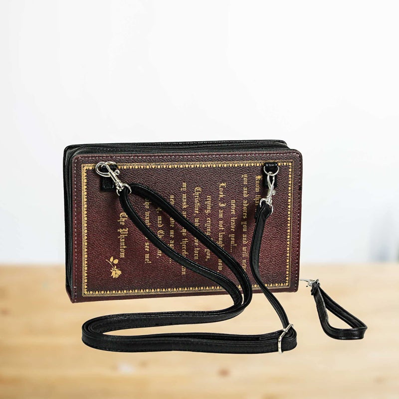 Things2Die4 Vinyl Phantom of the Opera Book Handbag Novelty Clutch Purse Crossbody Bag - Image 5