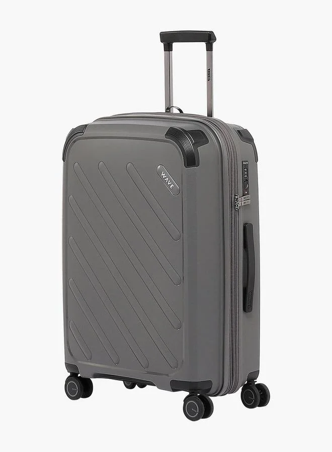 Wave Solid Hardcase Trolley Bag with Retractable Handle - 24 Inches Check-in Bag
