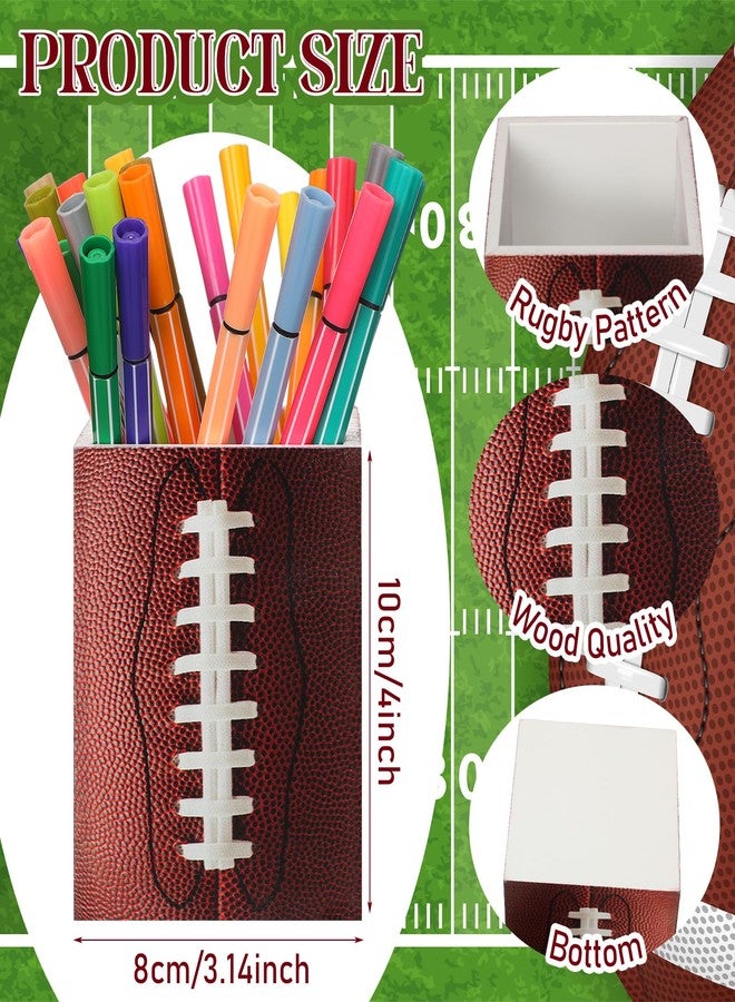 Sherr 2 Pcs Football Pencil Holder sports Party Gifts for Teacher Wooden Square Pen Holders, Pencil Dispenser for Classroom Desk Decor Accessories for Office Classroom Management Container Gadgets - Image 2