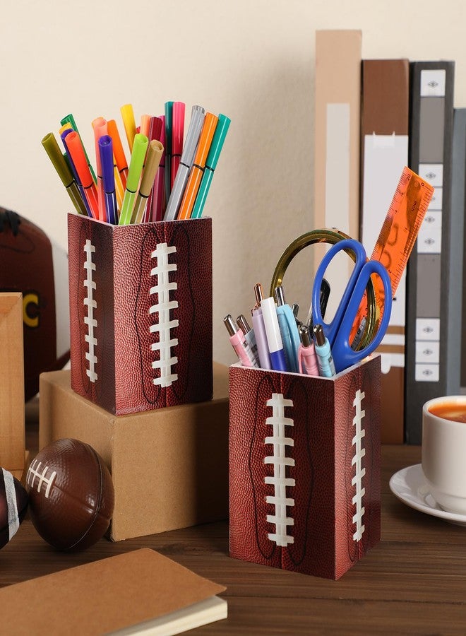 Sherr 2 Pcs Football Pencil Holder sports Party Gifts for Teacher Wooden Square Pen Holders, Pencil Dispenser for Classroom Desk Decor Accessories for Office Classroom Management Container Gadgets - Image 5