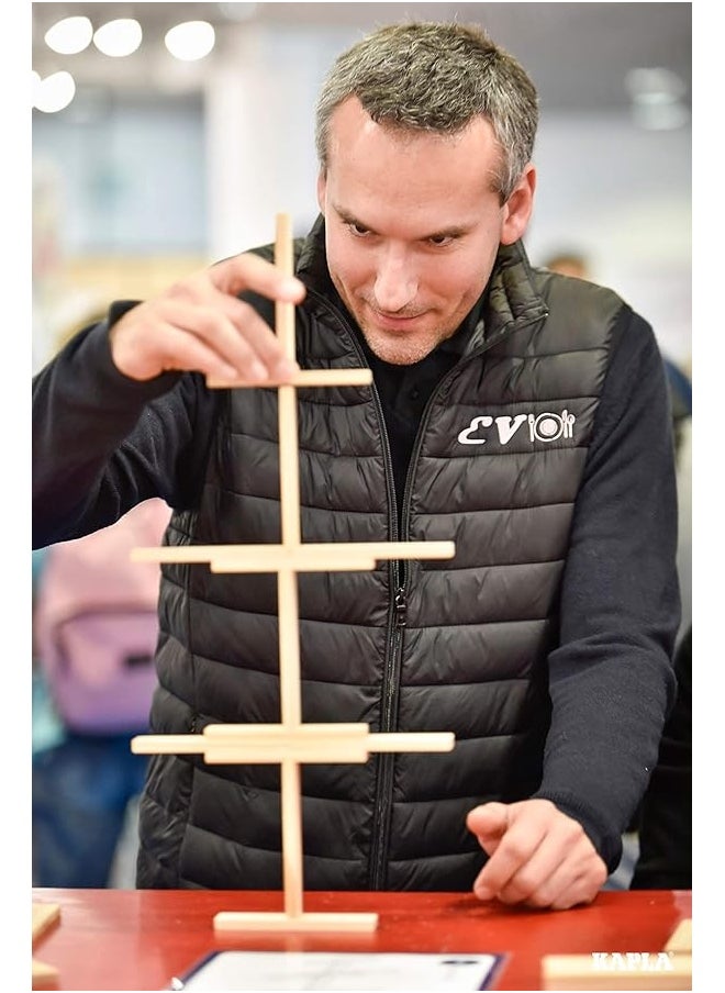 KAPLA Challenge - Wooden Construction Game 16 Building Planks and 12 Challenge Cards
