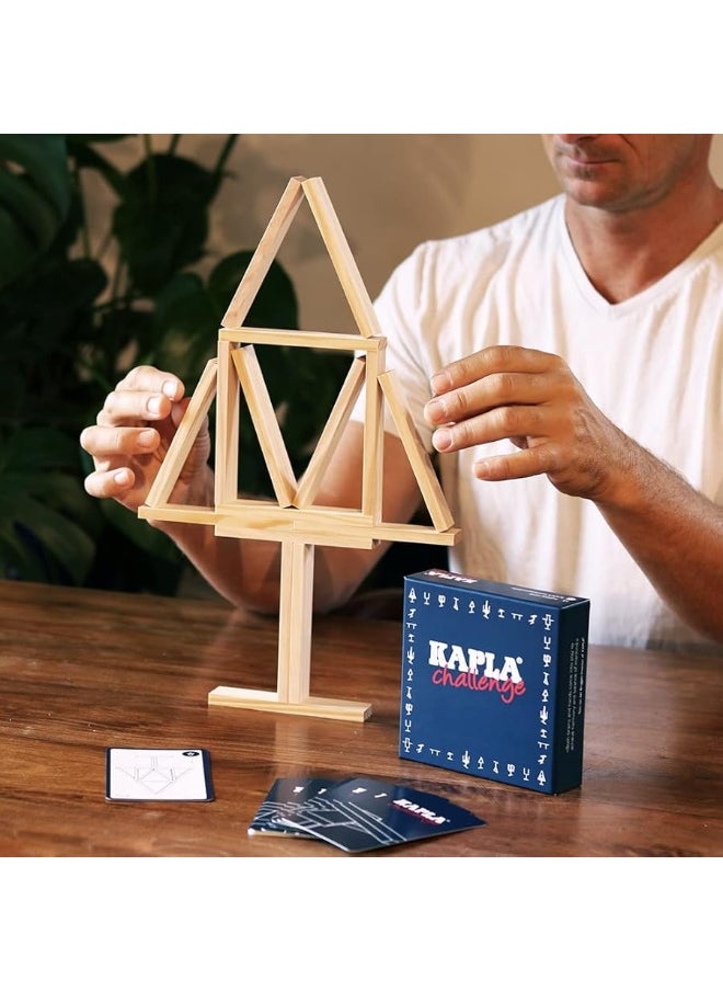 KAPLA Challenge - Wooden Construction Game 16 Building Planks and 12 Challenge Cards