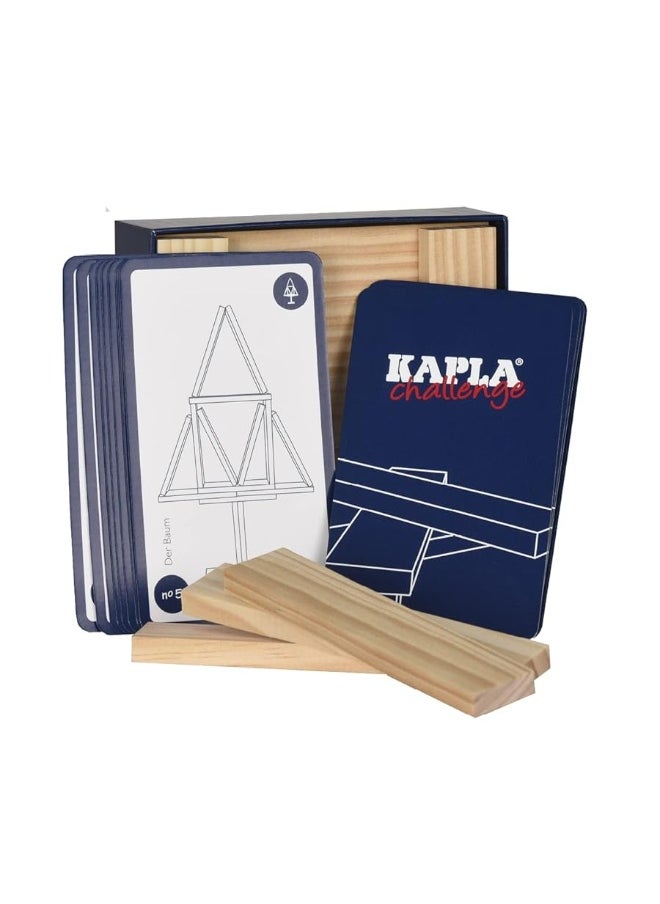 KAPLA Challenge - Wooden Construction Game 16 Building Planks and 12 Challenge Cards