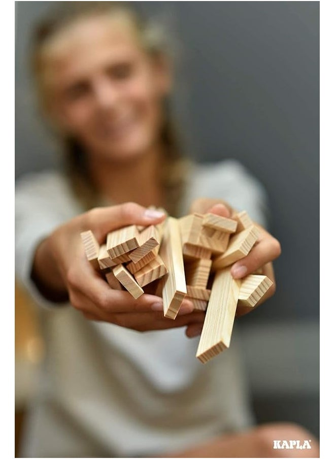 KAPLA Challenge - Wooden Construction Game 16 Building Planks and 12 Challenge Cards