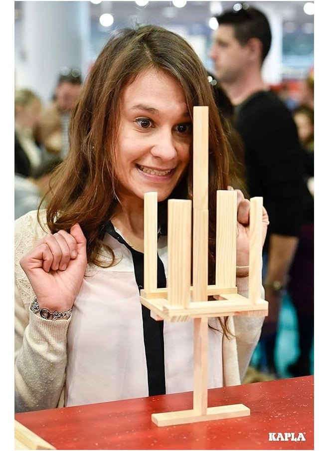 KAPLA Challenge - Wooden Construction Game 16 Building Planks and 12 Challenge Cards