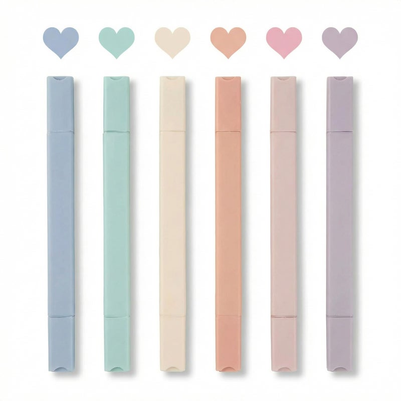 konket 6pcs Pastel Highlighters Aesthetic Cute Highlighters Double Head Highlighter Soft Chisel Tip Marker for Diary Plan Notes - Image 1