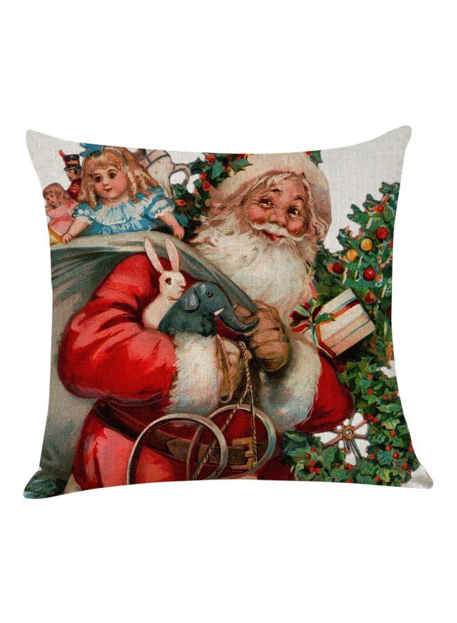 NIBEMINENT Santa Clause Printed Cushion Cover Red/Green/White 45x45centimeter - Image 1