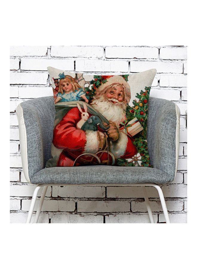 NIBEMINENT Santa Clause Printed Cushion Cover Red/Green/White 45x45centimeter - Image 3