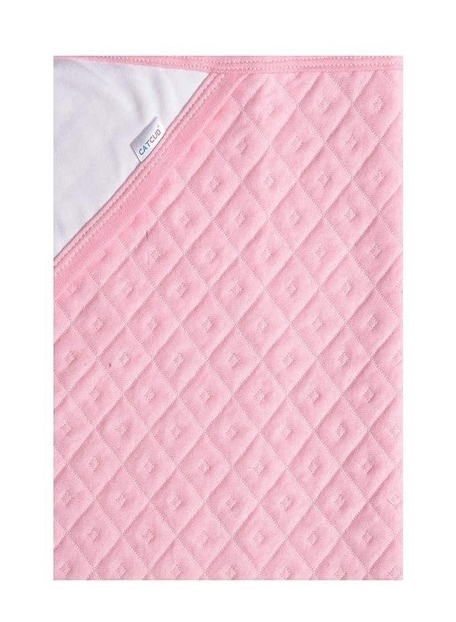 Dikary Cotton Hooded Wrapper - Baby Towel for New Born | Big Size 75cm x 75cm | Soft, Safe & Skin-Friendly | Perfect for Newborns 0-12 Months | (Pink/Peach) - Image 4