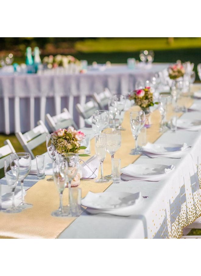 Generic - Direct Disposable Party Peva Dot Tablecloth With Polyester Table Runner Waterproof And Oil-proof-Colour:White Background Red Rose Gold Dots + Red Rose Gold Table Runner-Specification:137*274 Tablecloth - Image 1