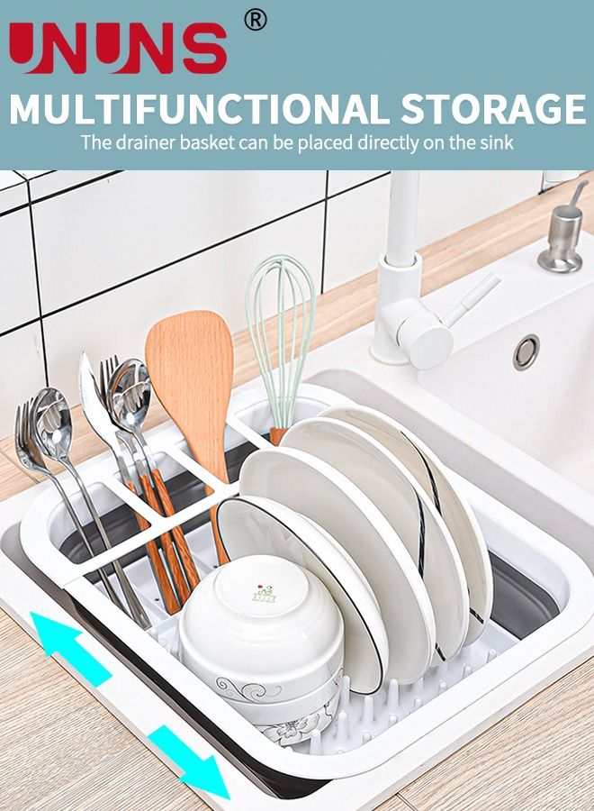 UNUNS Foldable Dish Drying Rack,Plastic Dinnerware Drainer Organizer With Drainage Holes For Kitchen Counter Organization - Image 4