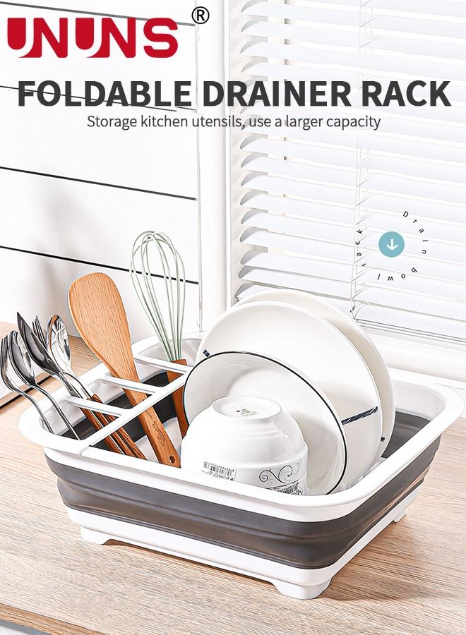 UNUNS Foldable Dish Drying Rack,Plastic Dinnerware Drainer Organizer With Drainage Holes For Kitchen Counter Organization - Image 5