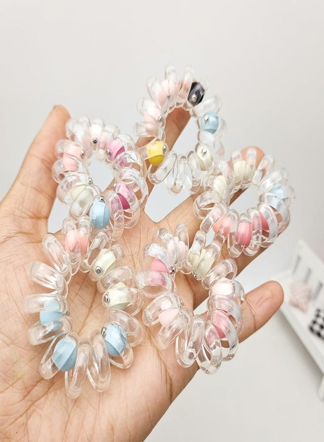 QUILBOOL Hair Ties - Telephone Cord Elastic Ponytail Holders for Thick Hair, Women, Girls and Teens in Neutral Colors - 3 pc, Multi Color. - Image 4