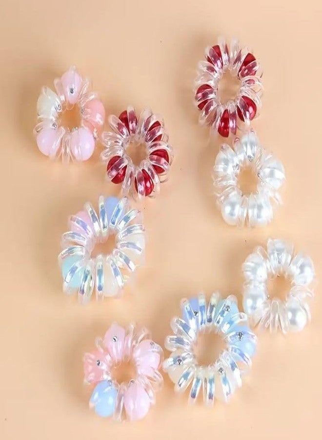 QUILBOOL Hair Ties - Telephone Cord Elastic Ponytail Holders for Thick Hair, Women, Girls and Teens in Neutral Colors - 3 pc, Multi Color. - Image 1