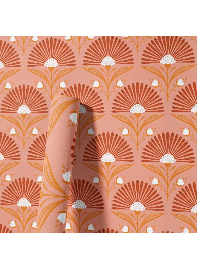 Bluejw Pantone  Peach Pink Popular Color Fan-shaped Flower Self-adhesive Wallpaper Background Wall Wallpaper Bedroom Transformation Mural - Image 5