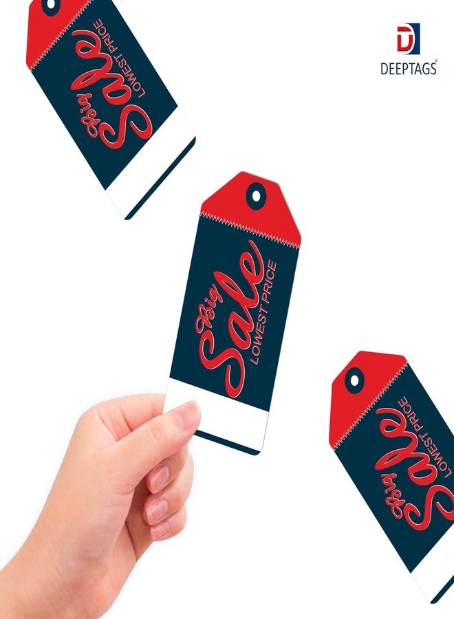DEEPTAGS Paper Sales Tags Labels for Clothes, Shoes, Apparels with Black Loop Pins, Red & Cyan - Pack of 200 - Image 3