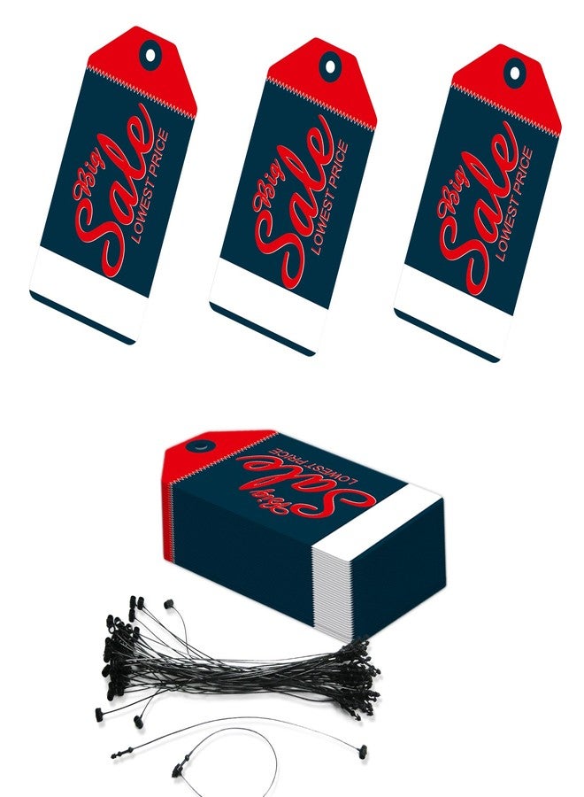 DEEPTAGS Paper Sales Tags Labels for Clothes, Shoes, Apparels with Black Loop Pins, Red & Cyan - Pack of 200 - Image 1