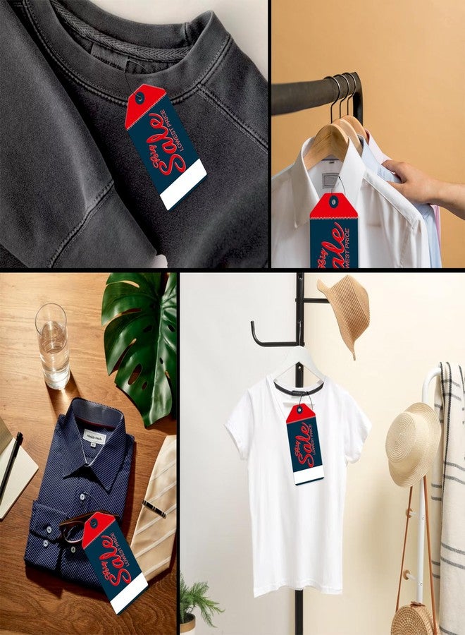 DEEPTAGS Paper Sales Tags Labels for Clothes, Shoes, Apparels with Black Loop Pins, Red & Cyan - Pack of 200 - Image 4