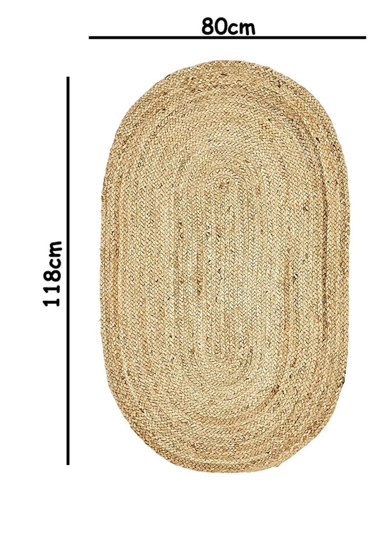 LINGWEI Oval Shape Natural Jute Rug Carpet Floor Mat 118x80cm  - Image 5