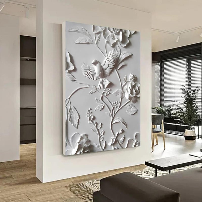 ماركتنا لوحة جداربة قماشية مطبوعة بتصميم اللوحة الجبسية مع برواز مجوف مقاس (50×70) قطعة واحدة - Image 2