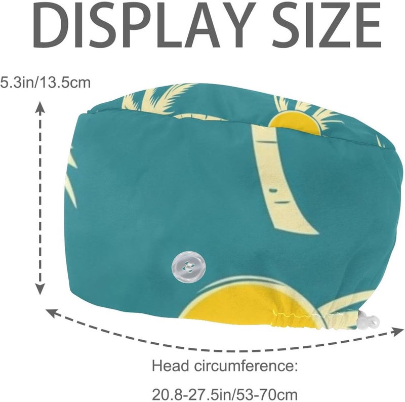 Adjustable 4 Packs Havasu Falls Graphic (3) Scrub Cap, Working Hat Hair Cover with Ponytail Pouch - Image 2