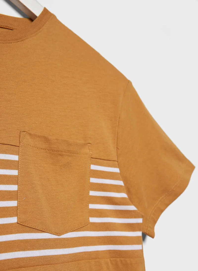 MANGO Kids Striped Panel T-Shirt
