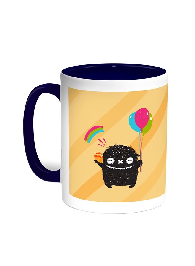 RYN Cartoon Drawing - The Joy Of Eid Printed Coffee Mug Blue/White 11ounce