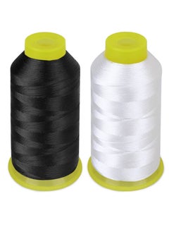 2 Roll Polyester Thread, Heavy Duty Thread, 1500Yard/Reel 210D/3 Nylon Sewing Thread for Weaves, Sewing Thread for Upholstery, Outdoor Market, Drapery, Leather, Beading, Crafts (Black and White)