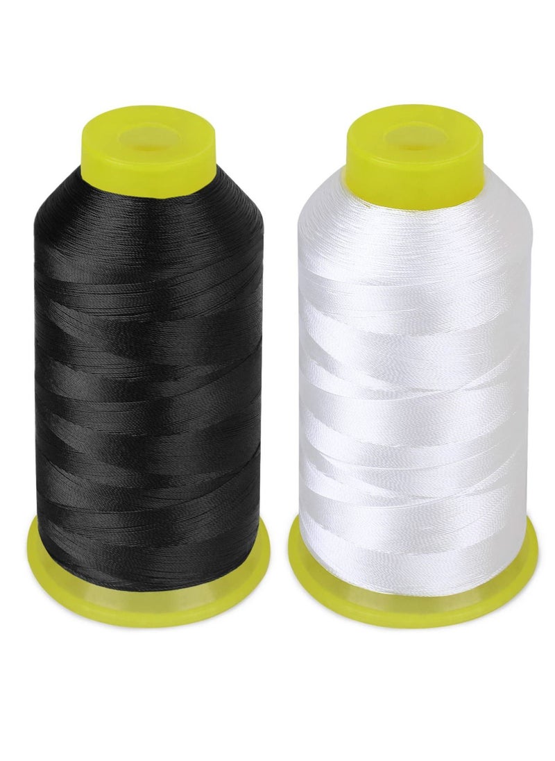 Generic - 2 Roll Polyester Thread, Heavy Duty Thread, 1500Yard/Reel 210D/3 Nylon Sewing Thread for Weaves, Sewing Thread for Upholstery, Outdoor Market, Drapery, Leather, Beading, Crafts (Black and White) - Image 1
