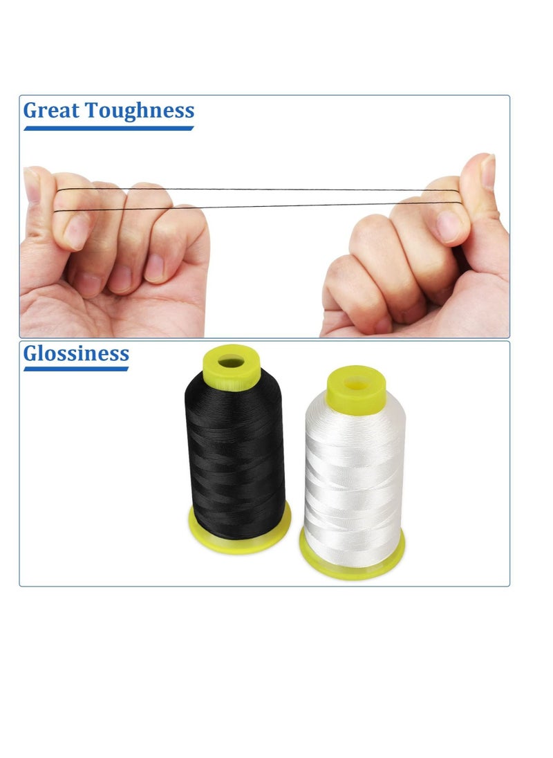 Generic - 2 Roll Polyester Thread, Heavy Duty Thread, 1500Yard/Reel 210D/3 Nylon Sewing Thread for Weaves, Sewing Thread for Upholstery, Outdoor Market, Drapery, Leather, Beading, Crafts (Black and White) - Image 1