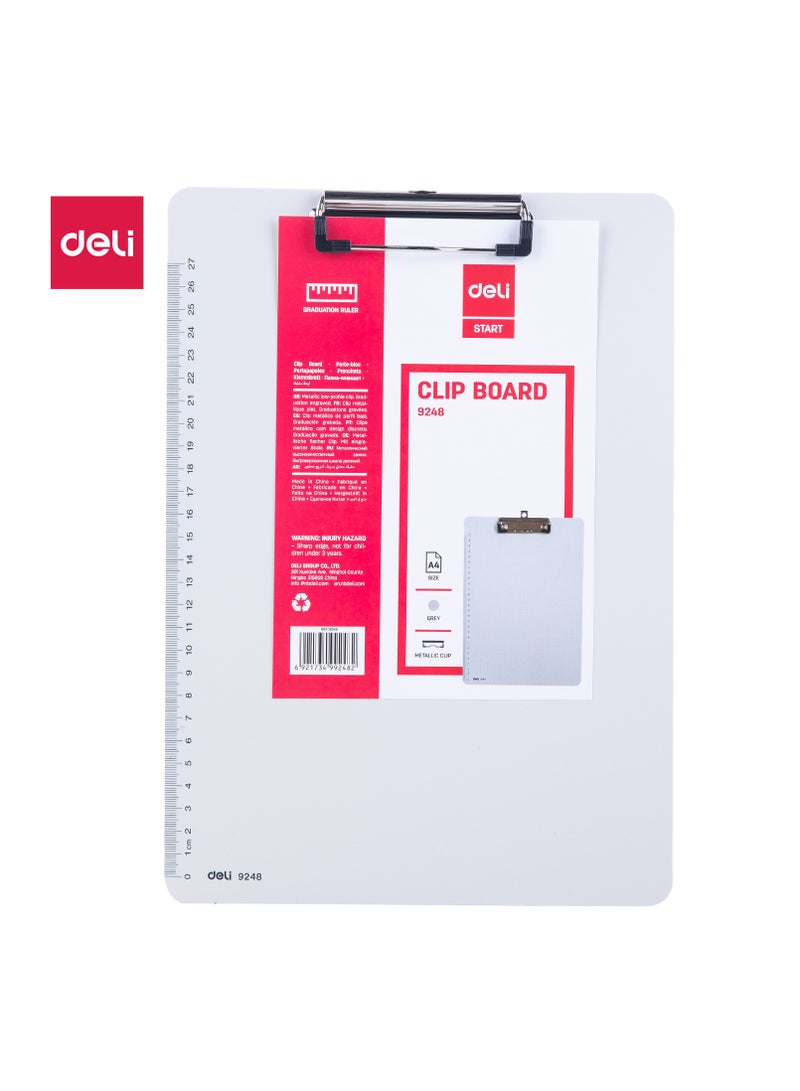 Deli E9248 A4 Clipboard - Grey - Image 1