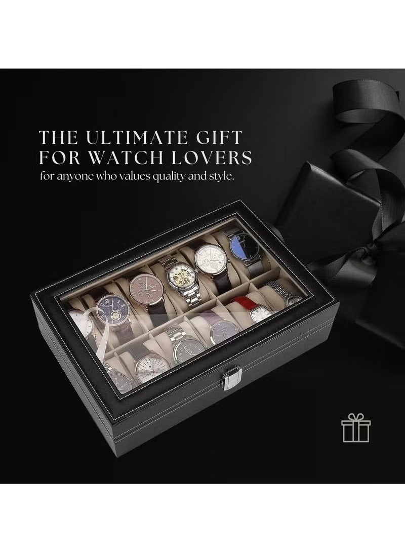 PU Leather 12-digit Watch Storage Box Jewelry Box Ring Storage Display Packaging Box - Image 4