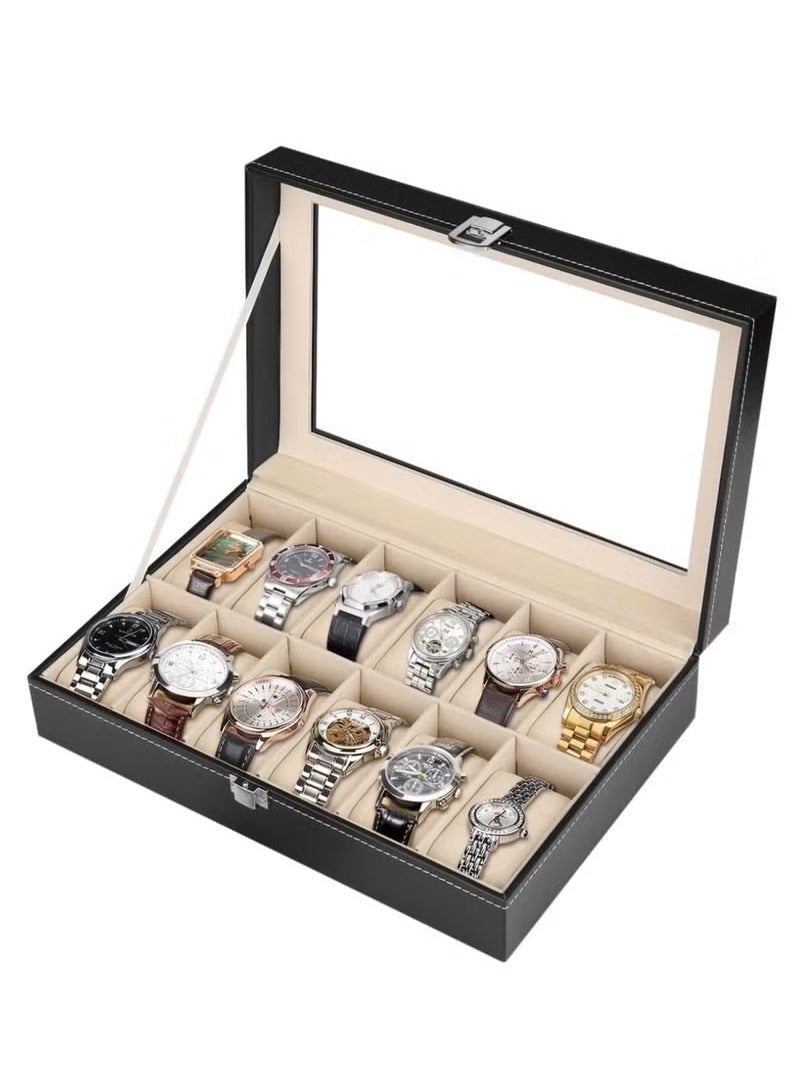 PU Leather 12-digit Watch Storage Box Jewelry Box Ring Storage Display Packaging Box - Image 2