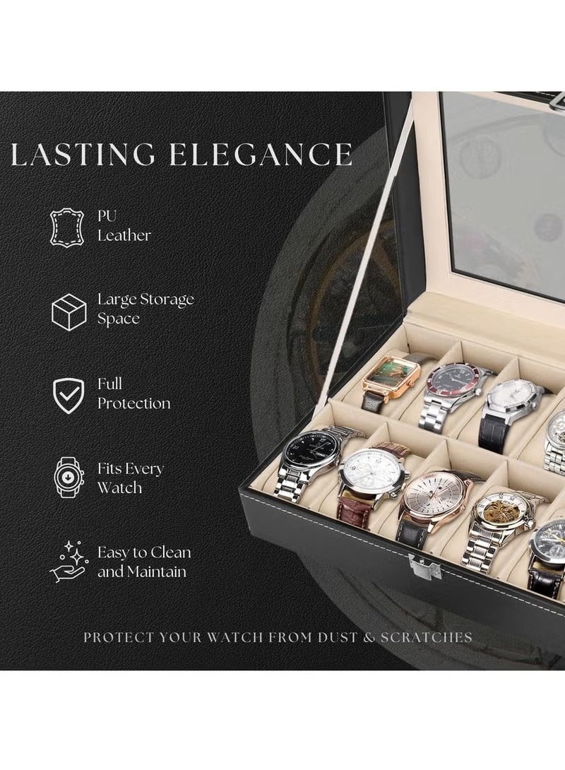 PU Leather 12-digit Watch Storage Box Jewelry Box Ring Storage Display Packaging Box - Image 3