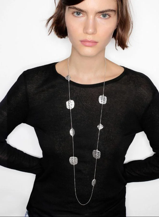 بارفوا عقد فضي طويل