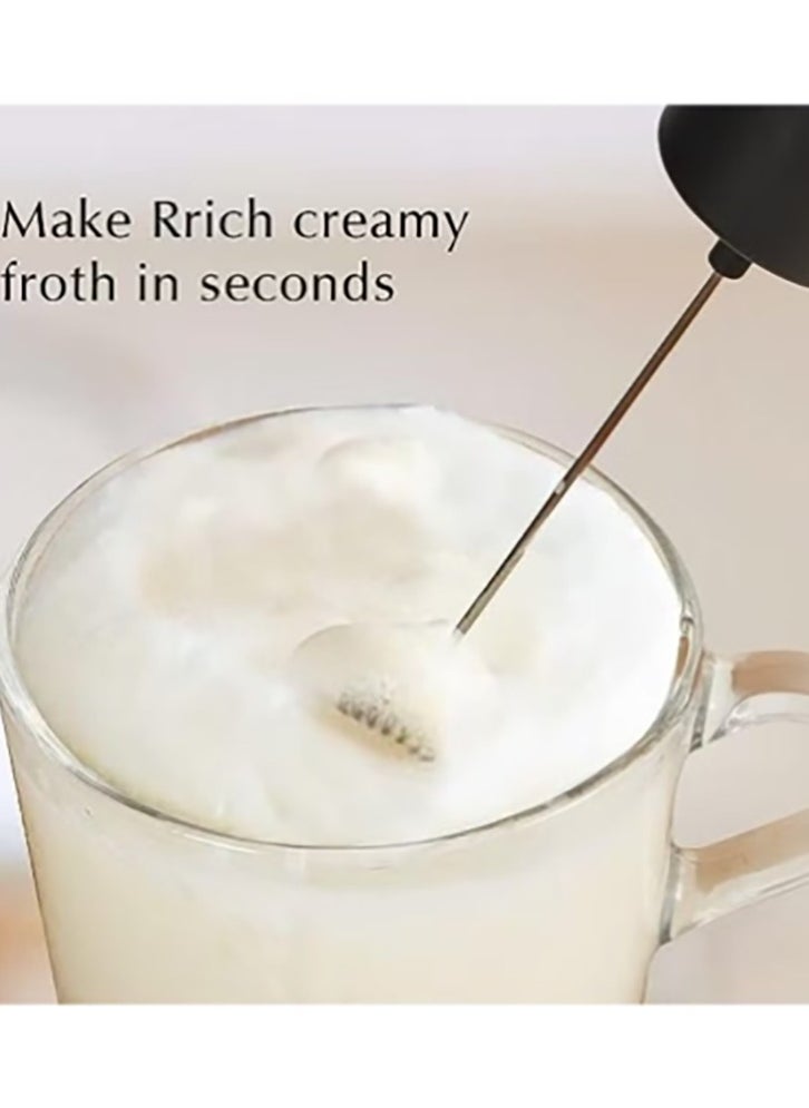 Generic Handheld Milk Frother Electric Battery Operated Foam Maker with Stainless Steel Whisk Mini Hand Mixer for Coffee Latte Cappuccino Hot Chocolate (Black and Silver)  - Image 5