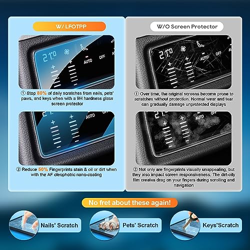 LFOTPP 2022 Auid A6 Screen Protector 2019-2022 A6 E-tron/ A7 / Q8 Screen Protector Rear Climate Display Control Touch Screen 2019-2022 A6 (C8/4K)/A7,2020-2022 Q8 Clear Tempered Glass Scratch-Proof - Image 3