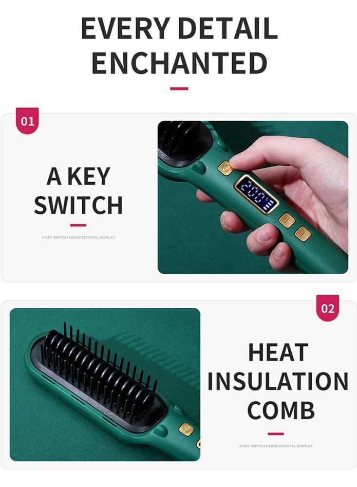 Arabest Hair Straightener Brush 2-in-1 Hair Curler Ionic Straightening Brush Comb with Anti-Scald  Fast Heating Hair Styler for Home Salon - Image 3