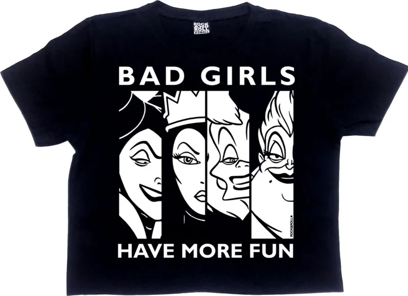 Rock&Roll Fun Women Black Short, Crop Top Women's T-Shirt